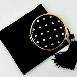 VINTAGE Lancome Le Flirt Black Enamel Polka Dot Le Flirt Poudre Compact *Unused*